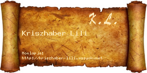 Kriszhaber Lili névjegykártya